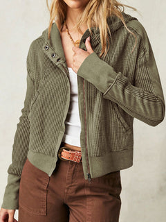 Charming Spring-Summer Woven Jacket with Slant Pockets