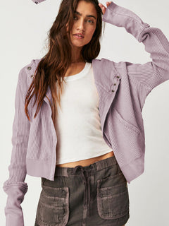 Charming Spring-Summer Woven Jacket with Slant Pockets