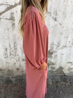 Elegant V-Neck Lantern Sleeve Dress