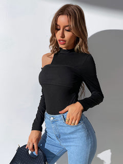 Elegant Knit Bodysuit: Off-Shoulder Sophistication