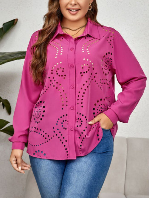 New plus size women's new temperament hollow shirt loose and comfortable top