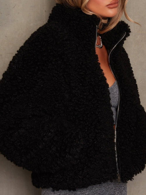 Charming Cropped Sherpa Jacket for Cozy Adventures