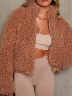 Charming Cropped Sherpa Jacket for Cozy Adventures