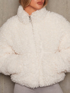 Charming Cropped Sherpa Jacket for Cozy Adventures