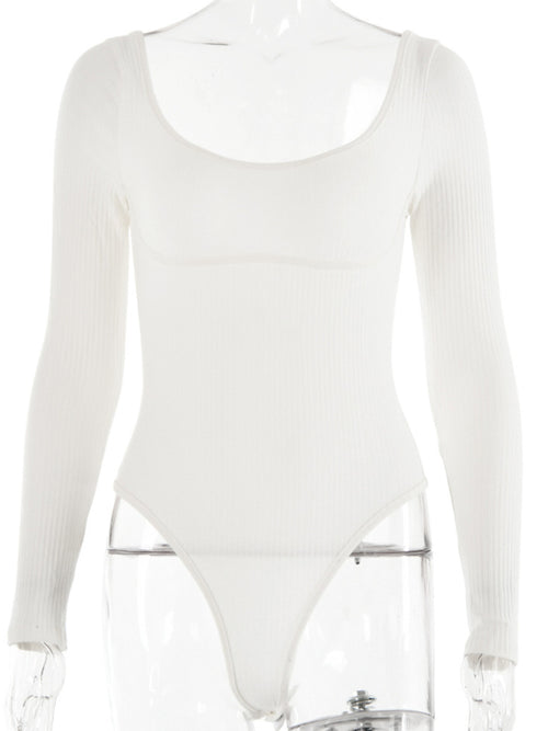 Sophisticated Square Neck Backless Bodysuit