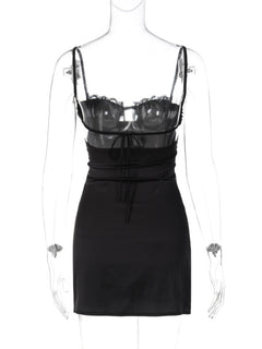 Sultry Lace-Up V-Neck Dress with Slits