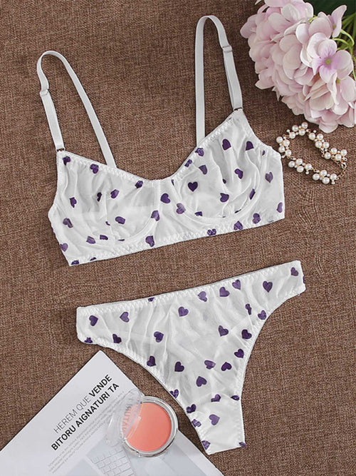 Enchanting Heart Mesh Lingerie Set