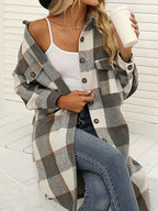 Whimsical Plaid Lapel Wool Windbreaker Jacket