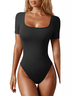 Chic Square Collar Bodysuit - Elegance Defined