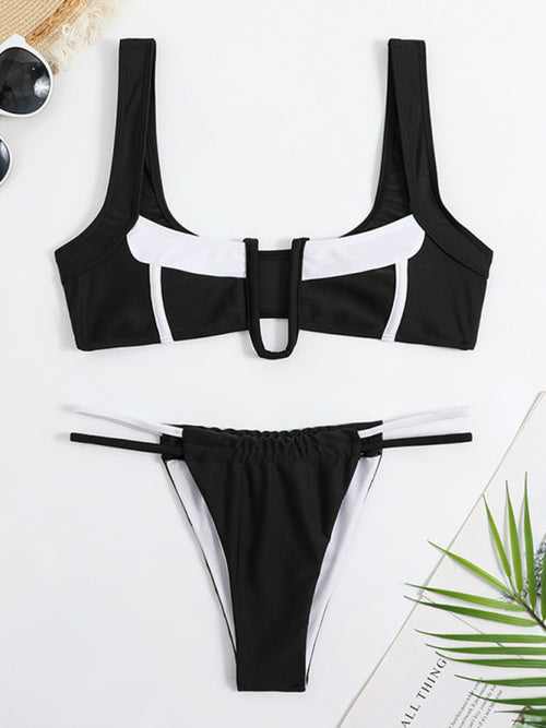 Whispers of Elegance: Romantic Colour Block Bikini