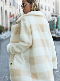 Whimsical Plaid Plush Lapel Coat for Enchanting Outings