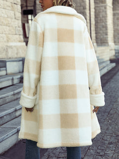 Whimsical Plaid Plush Lapel Coat for Enchanting Outings