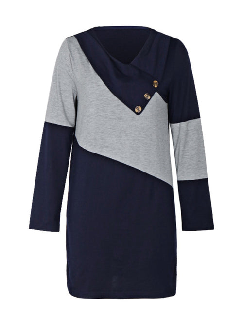 Elegant Colour Block Sweatshirt Dress