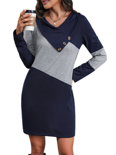 Elegant Colour Block Sweatshirt Dress