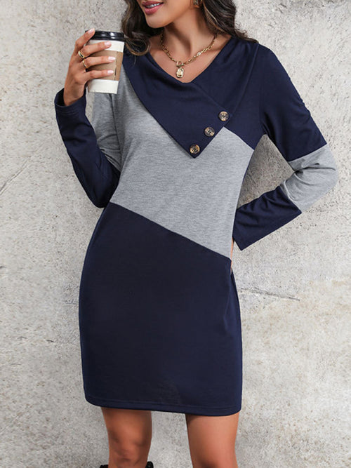 Elegant Colour Block Sweatshirt Dress