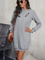 Elegant Solid Colour Long-Sleeved Dress