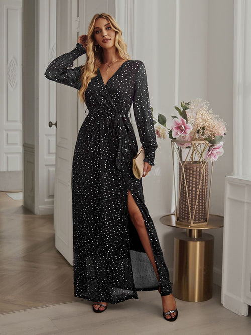 Luxurious Grace: V Neck Midi Dress