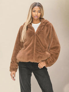 Stay cosy & stylish with Plush Hooded Jacket