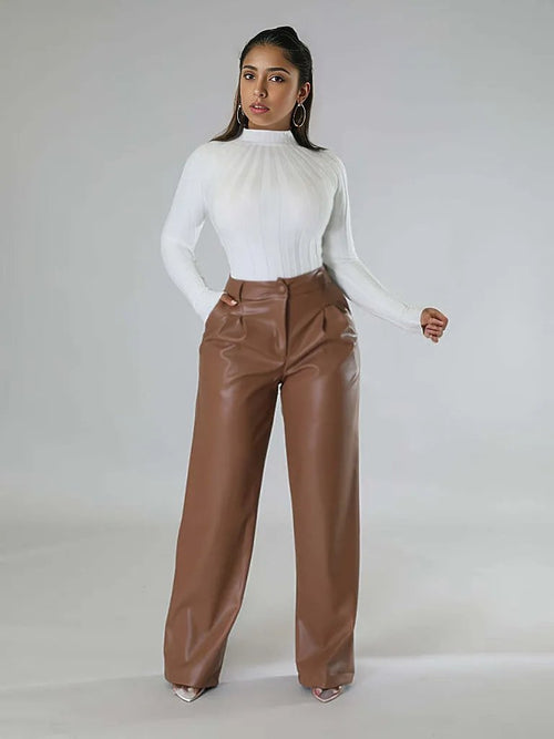 Stay Comfy & Stylish in PU Leather Pants!