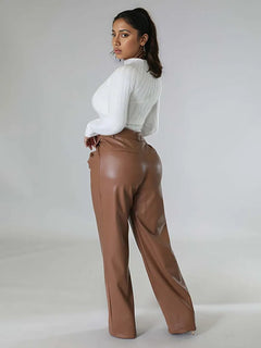 Stay Comfy & Stylish in PU Leather Pants!