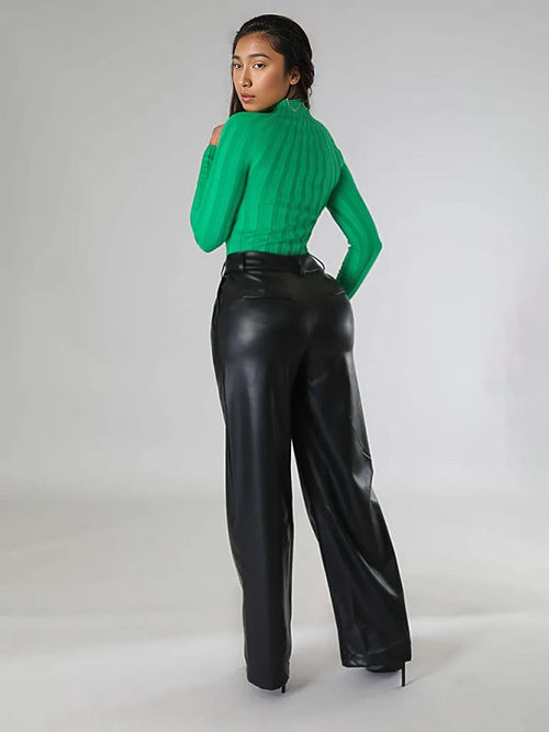 Stay Comfy & Stylish in PU Leather Pants!