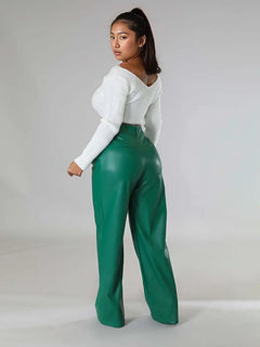 Stay Comfy & Stylish in PU Leather Pants!