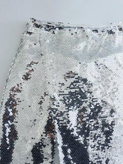 Sparkle & Slay: Silver Sequin Slit Skirt