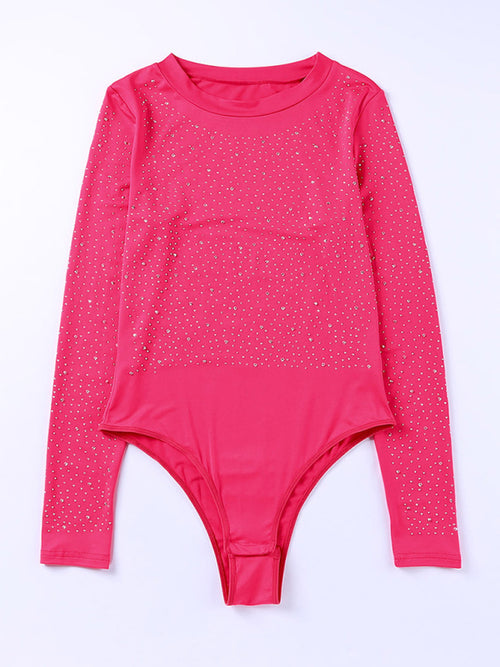 Elegant Rhinestone Long-Sleeve Bodysuit for Women