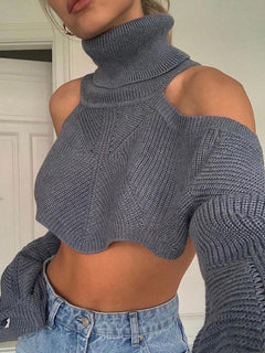 Stay Sexy & Cozy Off-Shoulder Turtleneck Pullover 😍