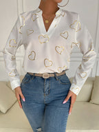 V-Neck Love Stamping Shirt: Grace meets comfort!