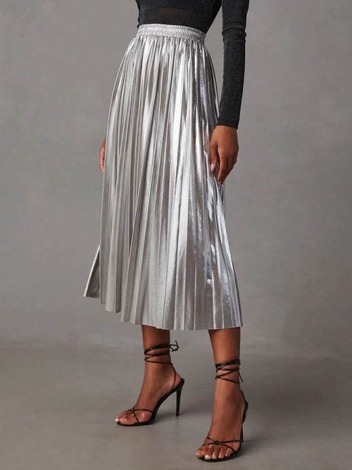 Shiny High-Waisted A-Line Skirt: Shine Bright!