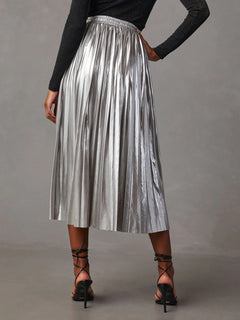 Shiny High-Waisted A-Line Skirt: Shine Bright!