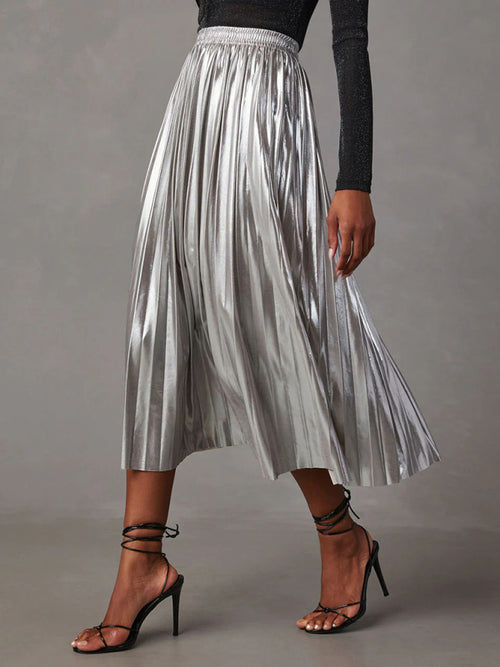 Shiny High-Waisted A-Line Skirt: Shine Bright!