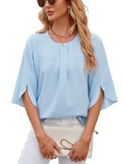 Effortless Style Chiffon Quarter Sleeve Loose Shirt