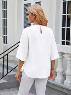 Effortless Style Chiffon Quarter Sleeve Loose Shirt