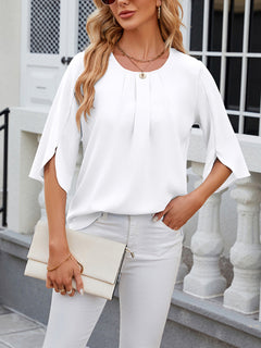 Effortless Style Chiffon Quarter Sleeve Loose Shirt