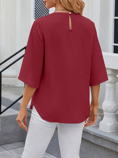 Effortless Style Chiffon Quarter Sleeve Loose Shirt