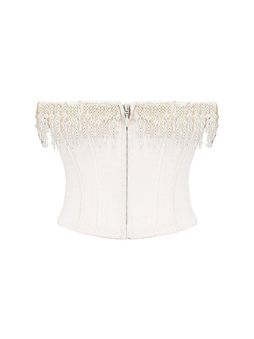 Cream Hottie Fishbone Tube Top: Shine Bright! ✨