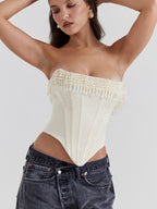 Cream Hottie Fishbone Tube Top: Shine Bright! ✨