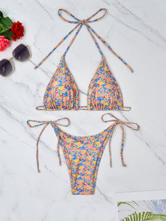 Enchanted Blooms Lace-Up Bikini: Floral Romance 🌺