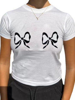 Charming Bow Print Tee: Your Casual Essential