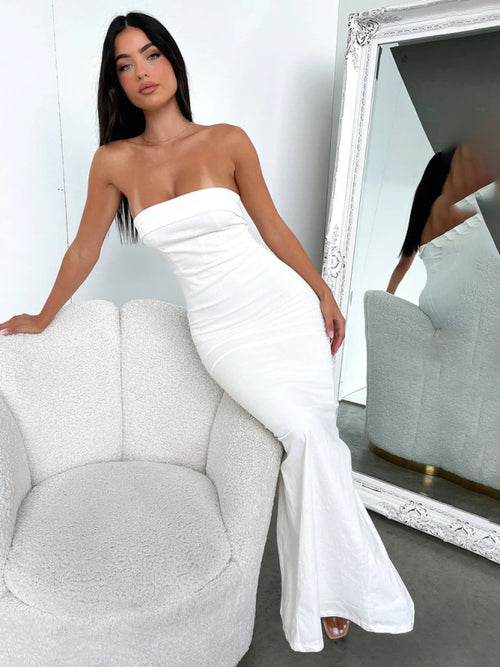 Elegant Backless Tube Top Slit Cocktail Dress