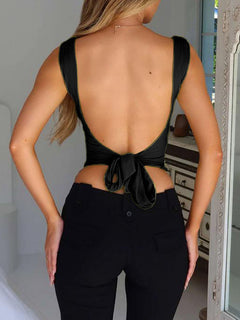 Sultry and Stylish Lace-Up Backless Top