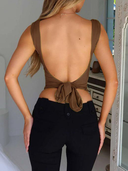 Sultry and Stylish Lace-Up Backless Top