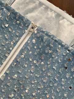 Shimmer Denim Tube Top: Sparkle All Day!