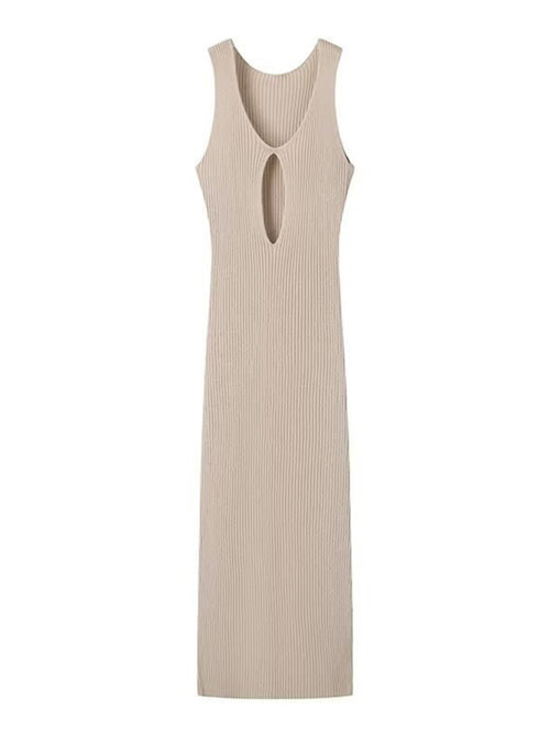 Elegant V-Neck Sleeveless Slit Dress: Sophisticated Allure