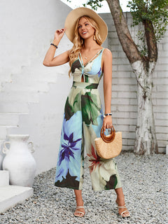 Grace Style Hollow Jumpsuit with Vibrant Print