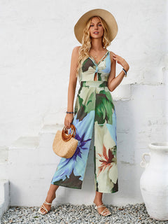 Grace Style Hollow Jumpsuit with Vibrant Print