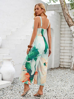 Grace Style Hollow Jumpsuit with Vibrant Print