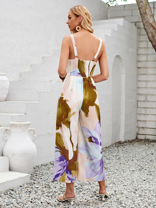 Grace Style Hollow Jumpsuit with Vibrant Print